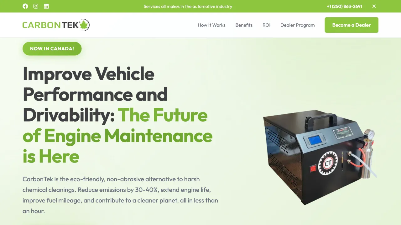 CarbonTek - Professional Website Design Portfolio by TheBomb® Digital Marketing - Custom Web Development Services in Toronto, Vancouver, Calgary, Ottawa, Montreal, Kelowna, Canada